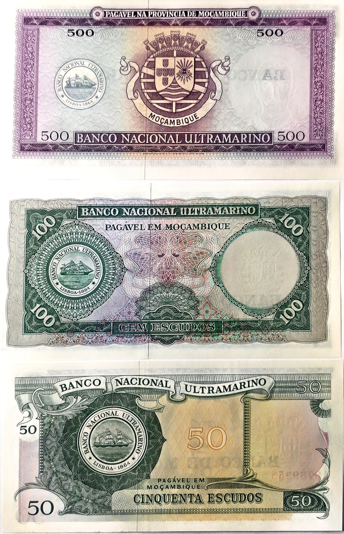 Mozambique 50/100/500 Escudos 1976 UNC/AU