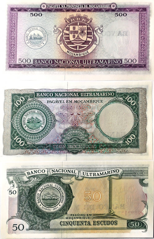 Mozambique 50/100/500 Escudos 1976 UNC/AU
