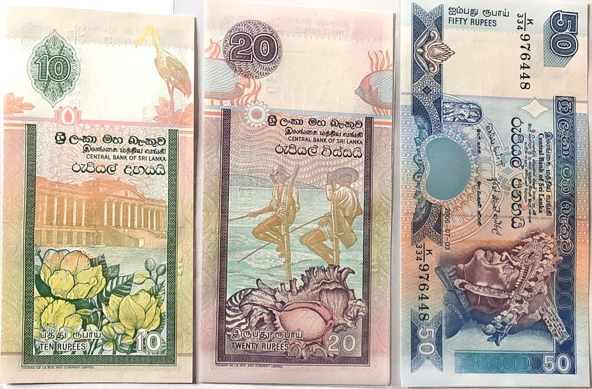 Sri Lanka 20/50/100 Rupees unc/au