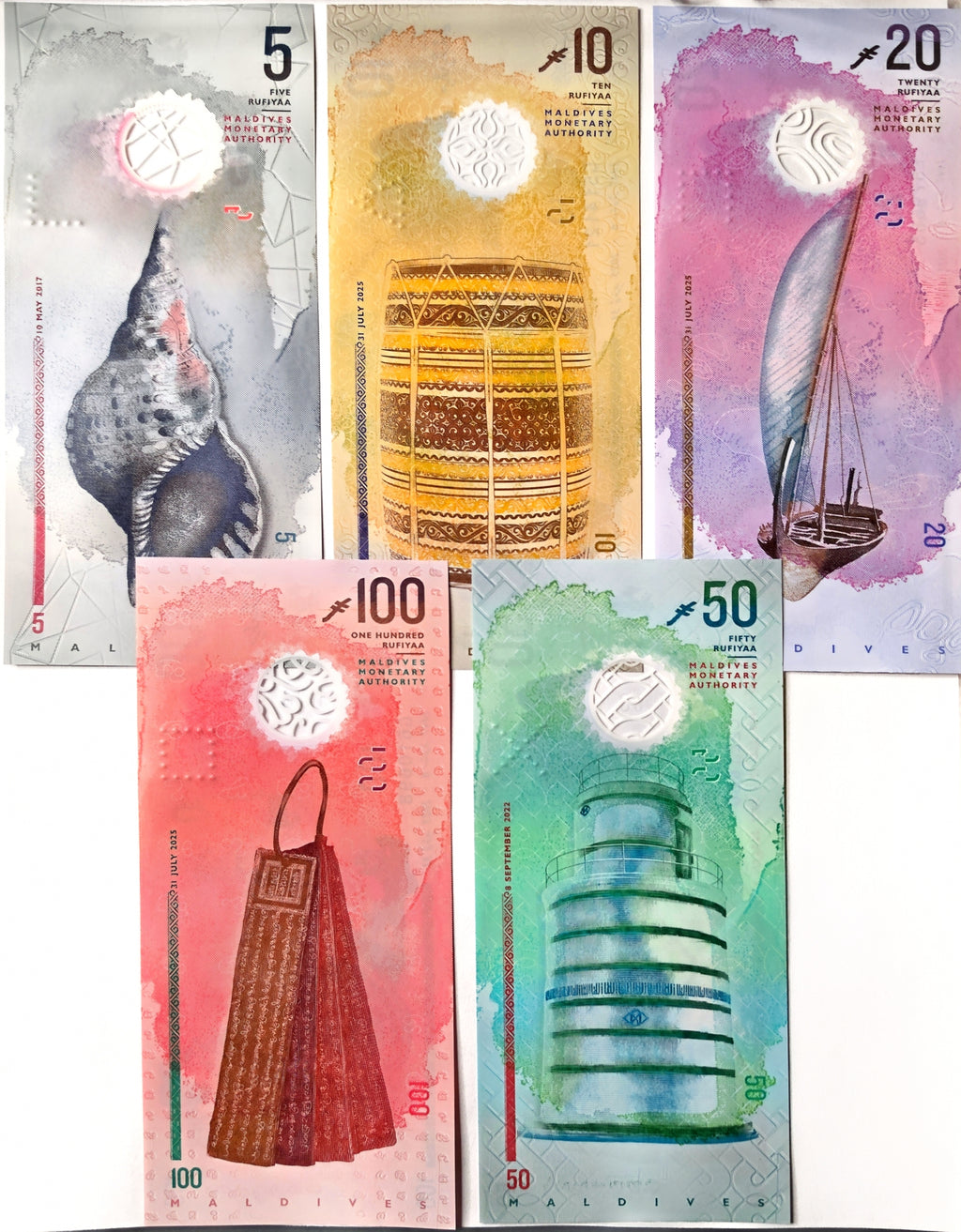 Maldives 5/10/20/50/100 set unc/au