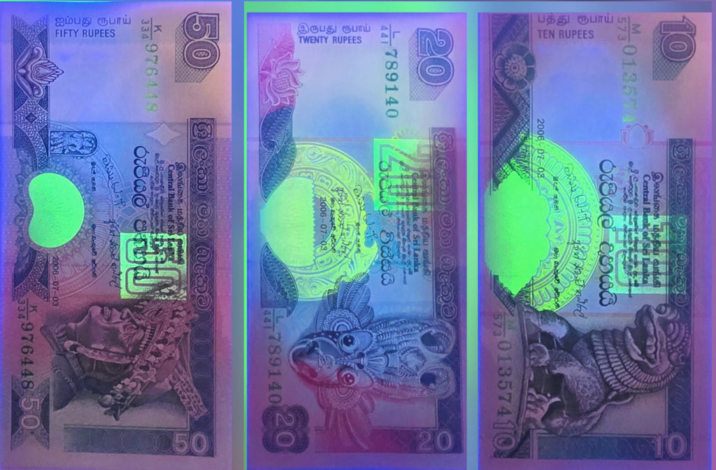Sri Lanka 20/50/100 Rupees unc/au