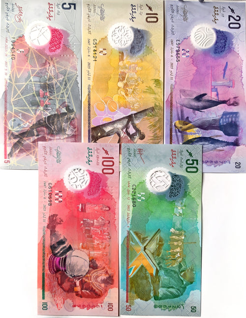 Maldives 5/10/20/50/100 set unc/au