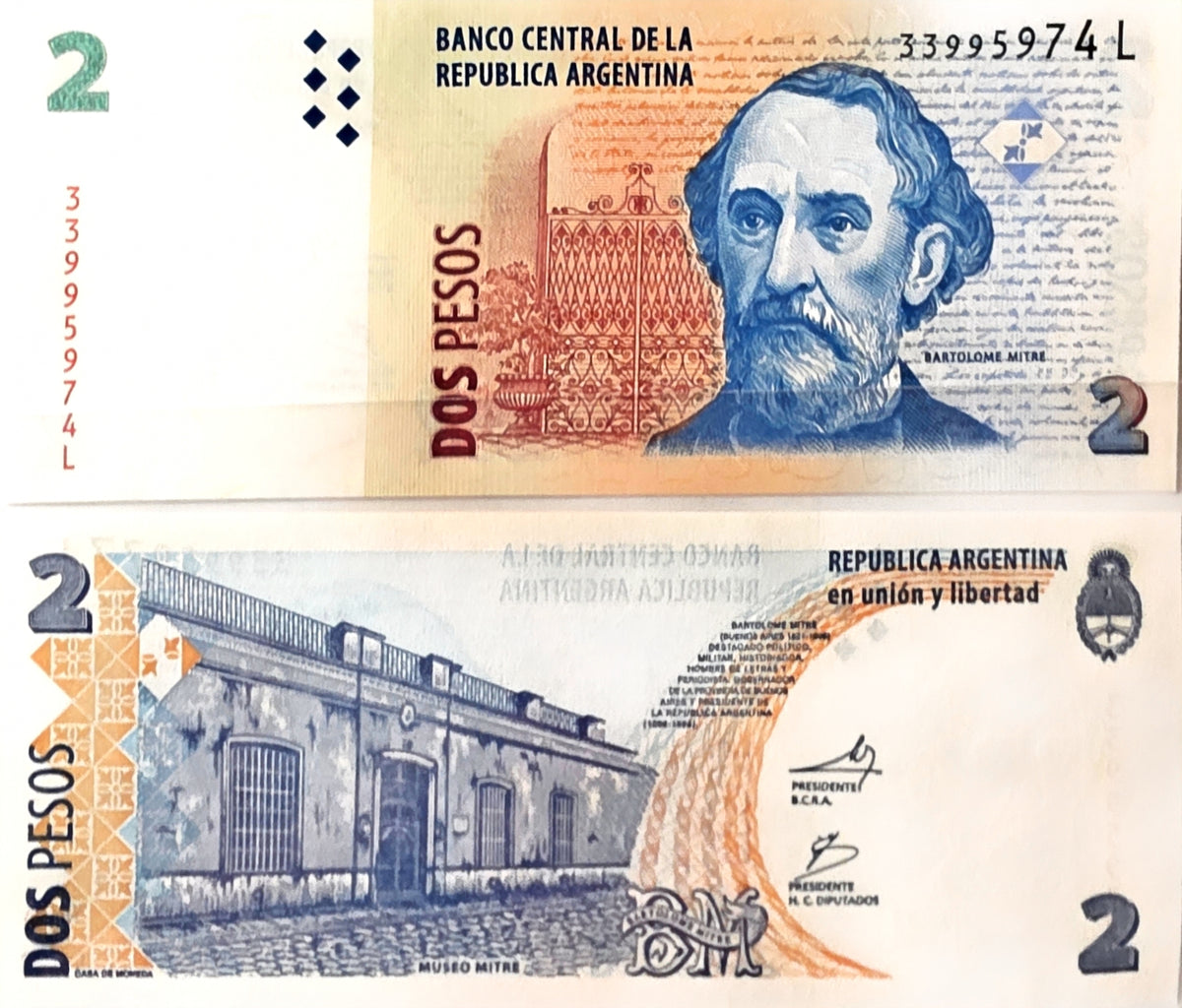 Argentina 2 Pesos ND unc/au