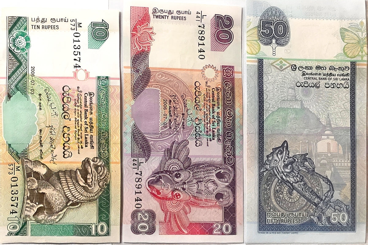 Sri Lanka 20/50/100 Rupees unc/au